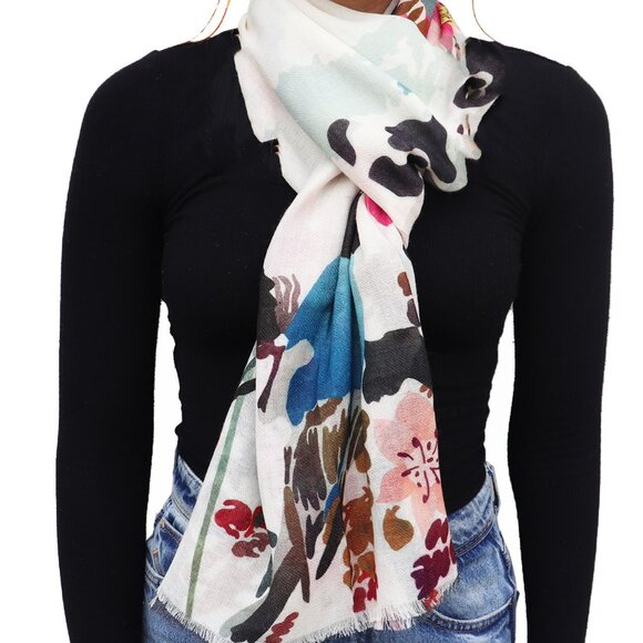 Hummingbird Floral Trees Nature Wool Scarf - Picture 1 of 4